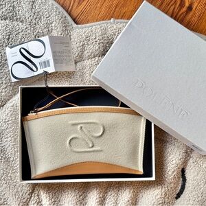 Polène Ilo Pouch with Strap – Canvas Cognac Leather | NWT | Sold Out